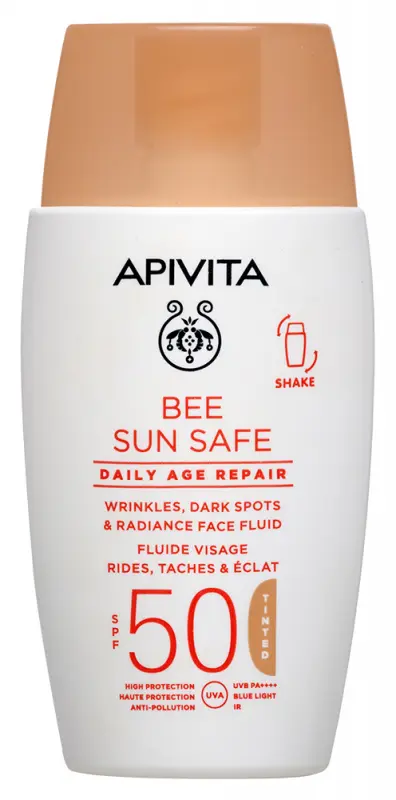 APIVITA BEE SUN SAFE Daily Age Repair Színezett arckrém ráncok és pigmentfoltok ellen SPF50 (50 ml) APIVITA BEE SUN SAFE Daily Age Repair Színezett arckrém ráncok és pigmentfoltok ellen SPF50 (50 ml)
