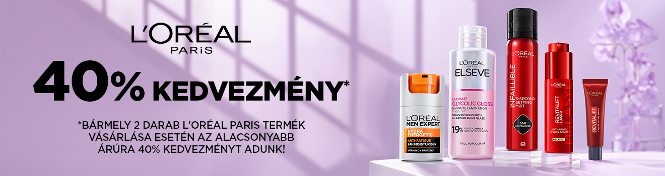 L'Oréal Paris 2. termék 40% kedvezmény 2026.05.