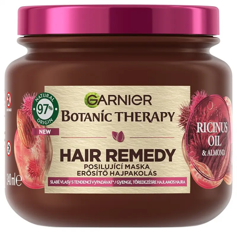 GARNIER Botanic Therapy Hair Remedy Ricinusolaj & Mandulaolaj hajpakolás gyenge, töredezésre hajlamos hajra 340 ml GARNIER Botanic Therapy Hair Remedy Ricinusolaj & Mandulaolaj hajpakolás gyenge, töredezésre hajlamos hajra 340 ml
