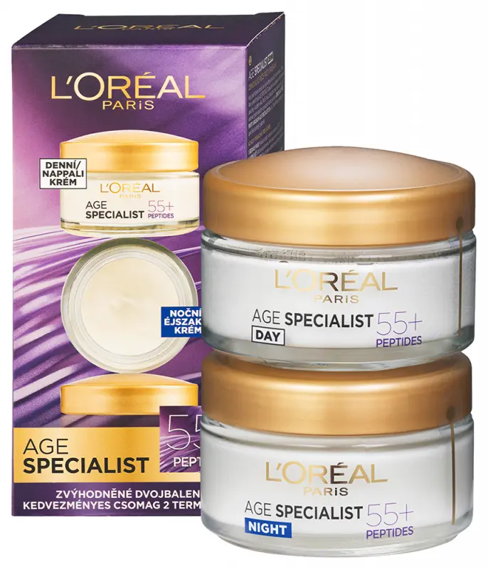 L'ORÉAL PARIS Age Specialist 55+ csomag 50 ml (nappali + éjszakai arckrém) L'ORÉAL PARIS Age Specialist 55+ csomag 50 ml (nappali + éjszakai arckrém)
