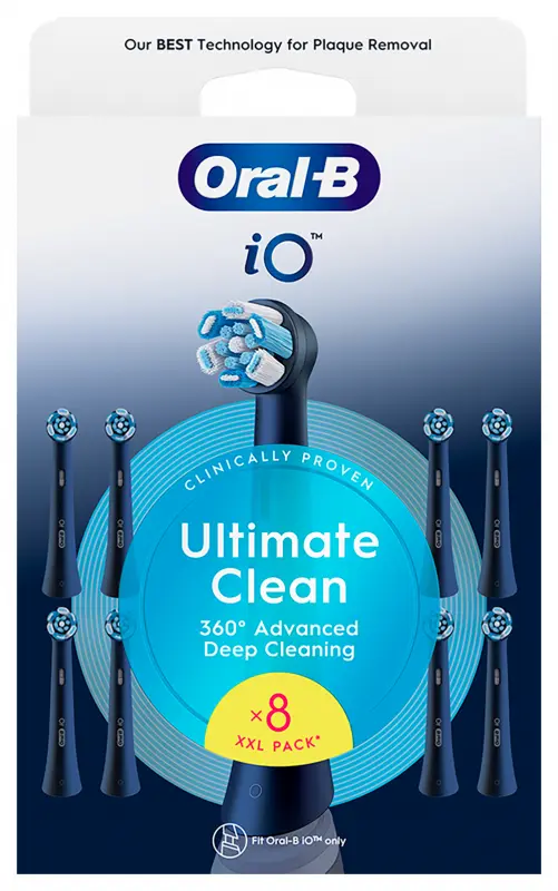 ORAL-B iO Ultimate Clean Pótfej Fekete XXL Pack 8 db ORAL-B iO Ultimate Clean Pótfej Fekete XXL Pack 8 db